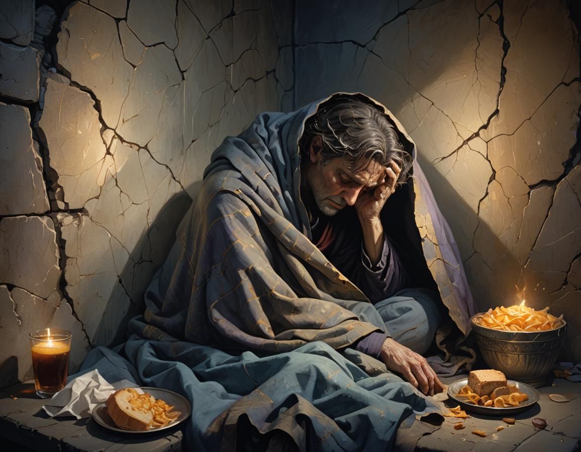 Melancholy Figure in Dark Room: Fantasy Concept Art