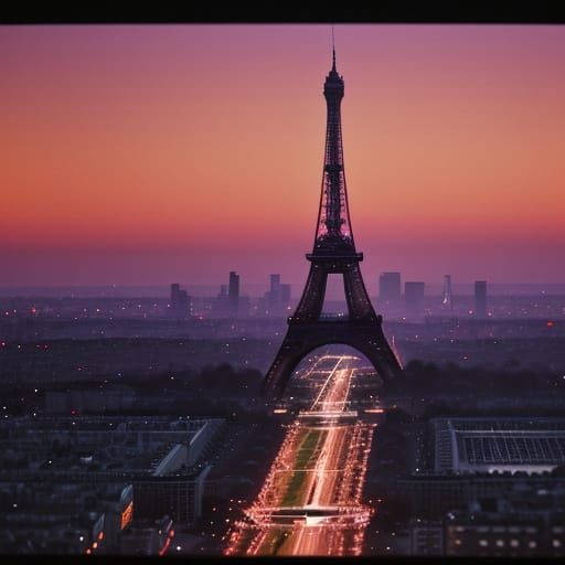 Eiffel Tower at Sunset, Cinematic Film Still in Warm Golden ...