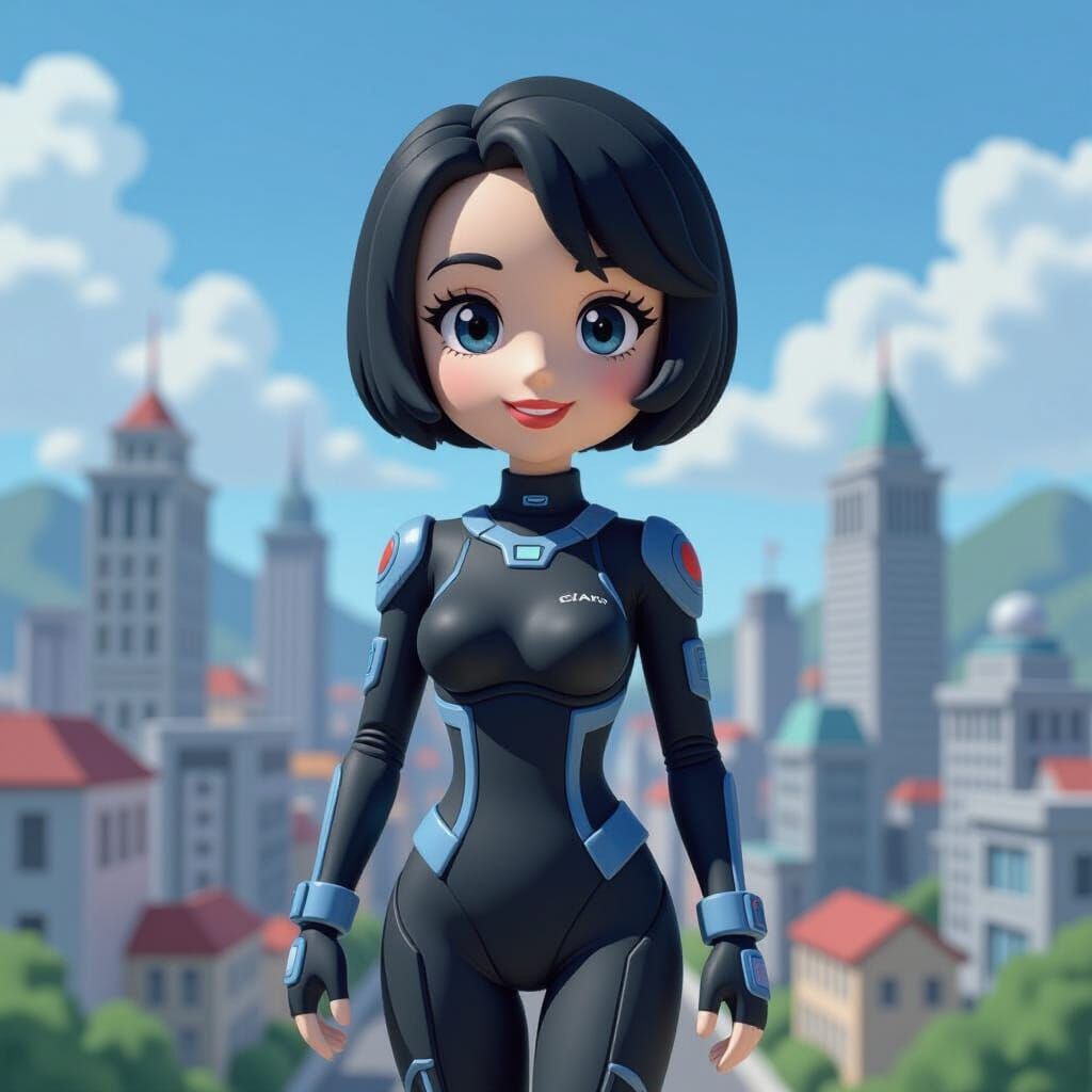 Anime Clay Woman in Futuristic City