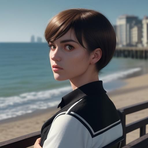 Skinhead Mod Girl Portrait with Retro Style