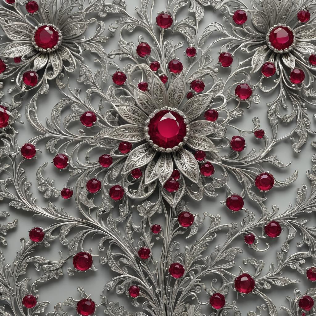 Ruby Filigree Flower: Detailed Aesthetic Close-Up