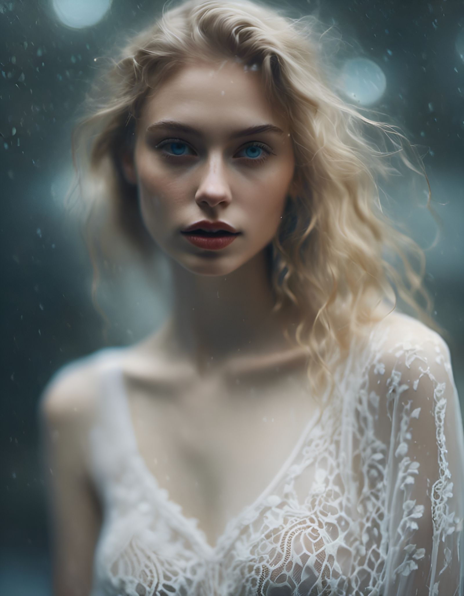 Ethereal Pale Woman Portrait in Soft Focus