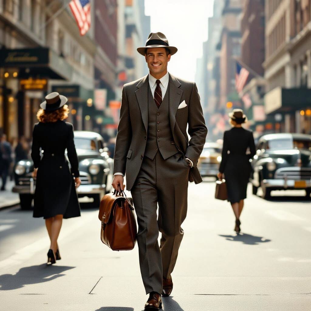 Businessman on Madison Avenue in Rockwell Style