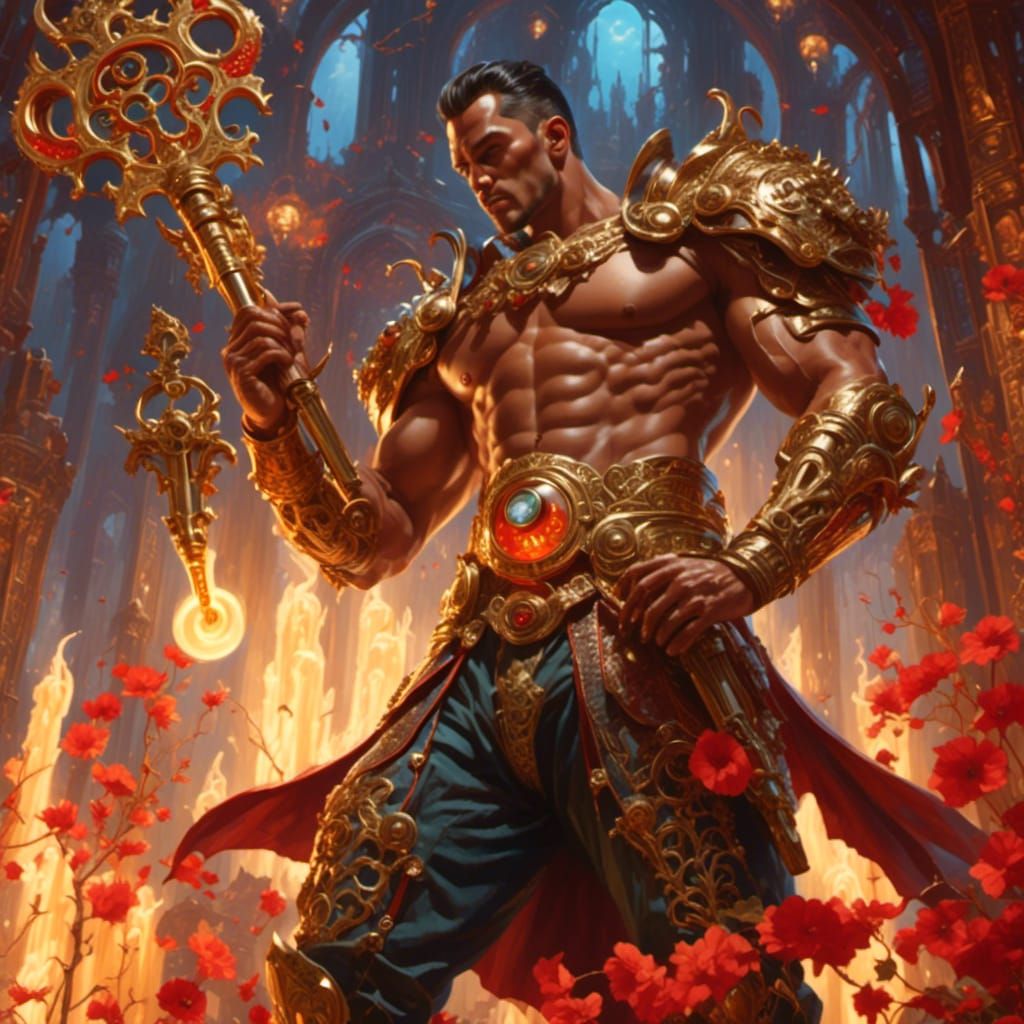 Retro Rockabilly Cyborg Paladin Defends Underworld Gates