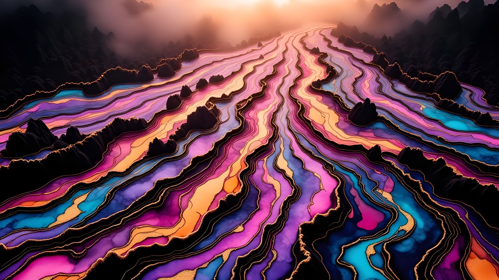 Colorful Alcohol Ink Swirls with Gold and Lava