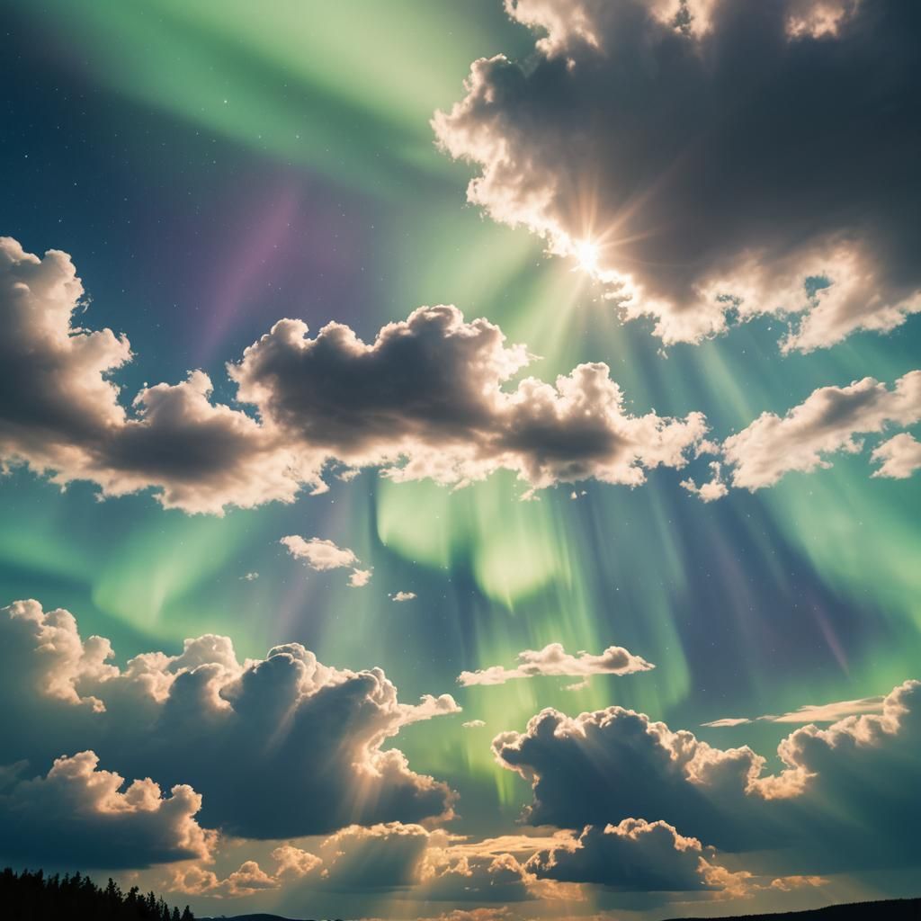 Aurora Borealis: Heavenly Sunshine Through Clouds