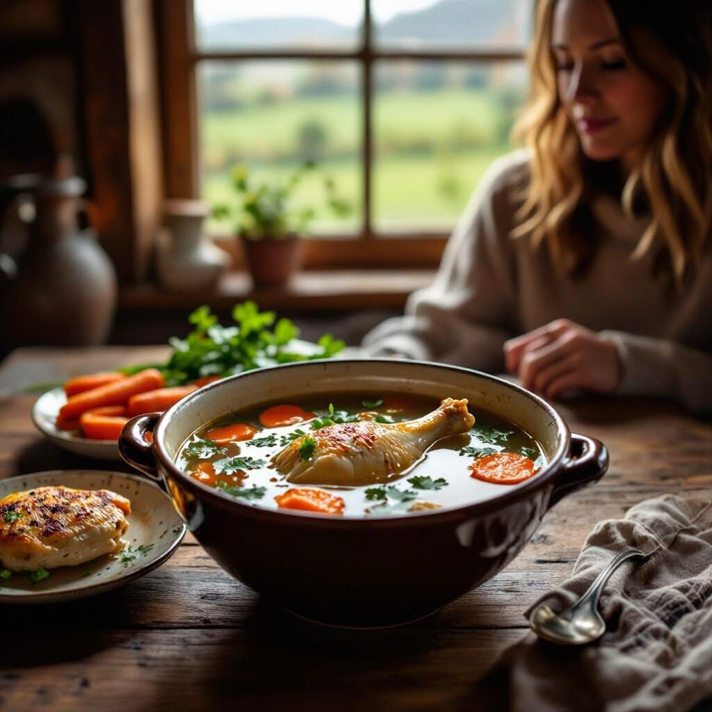 Rustic Chicken Soup Still Life