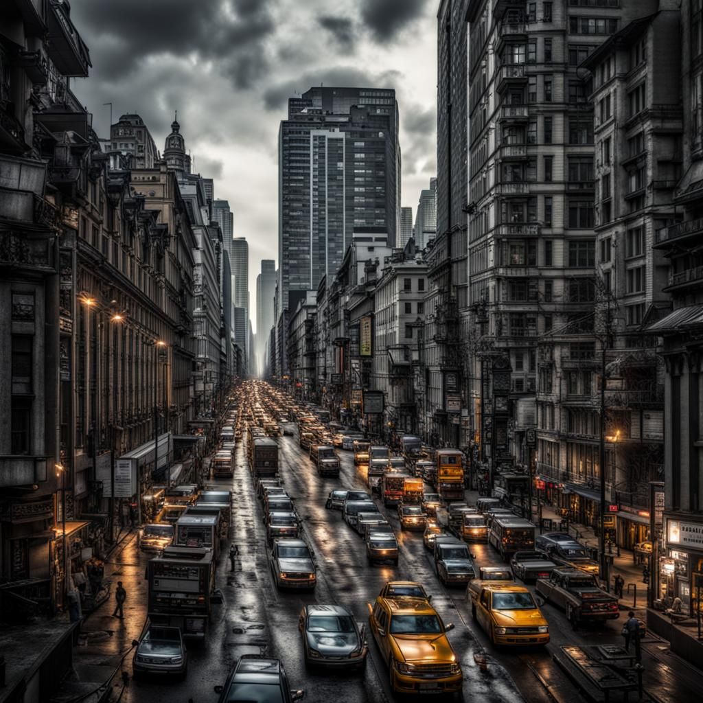 Hyperrealistic Cityscape with Sharp Focus and High Detail