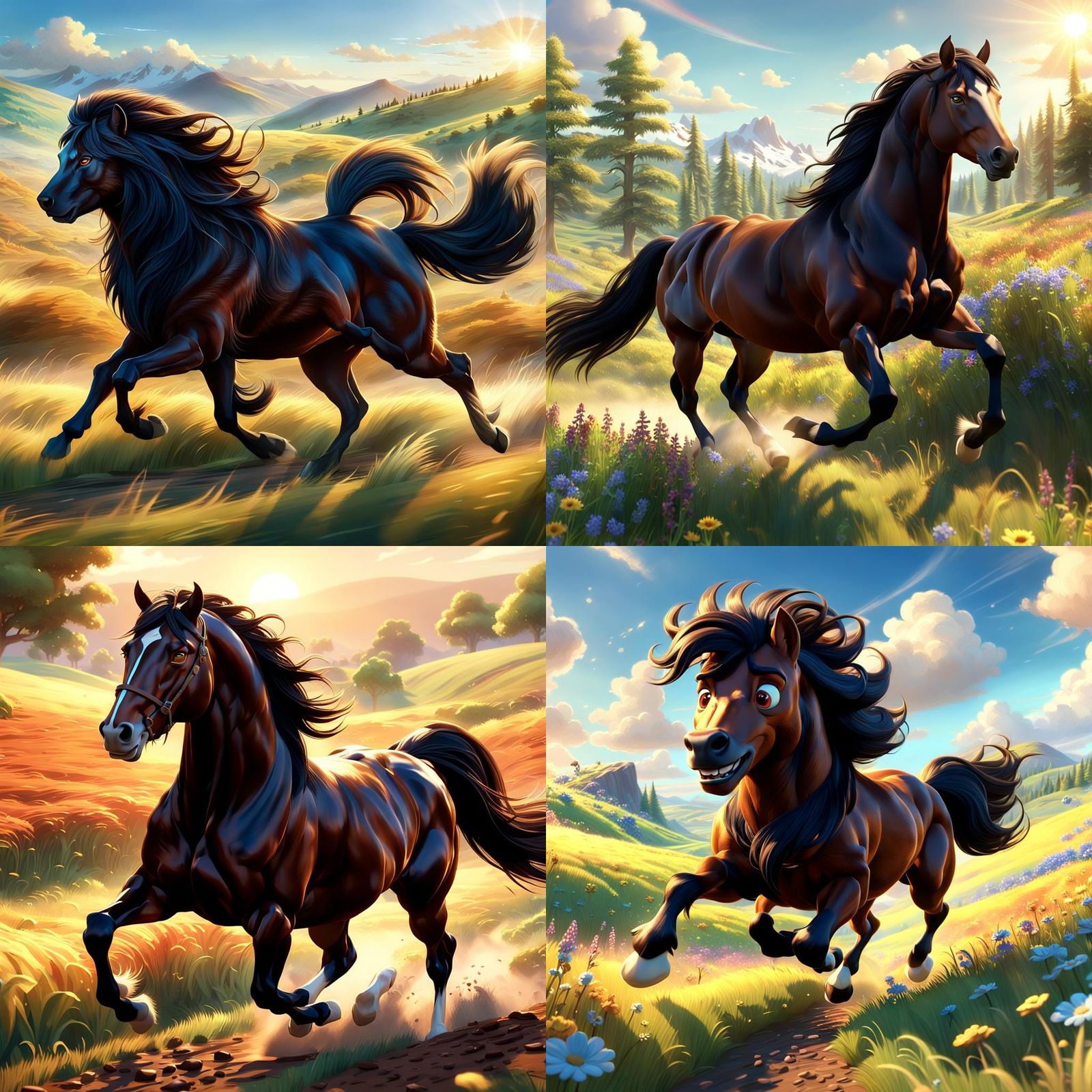 Majestic Stallion Galloping: A Pixar-Style 3D Render