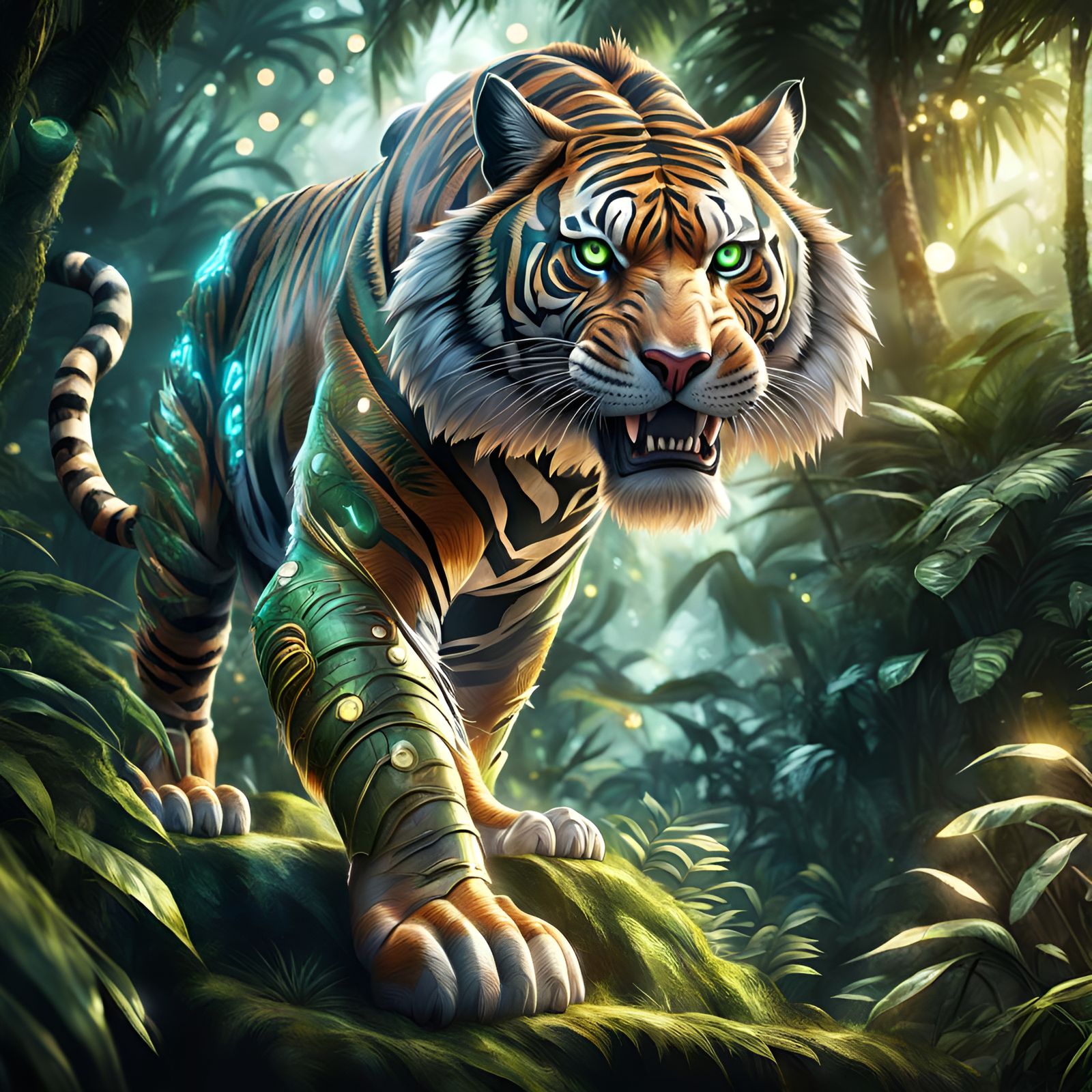 Mayan Tiger in Jungle: Hyperdetailed Photorealistic Concept ...