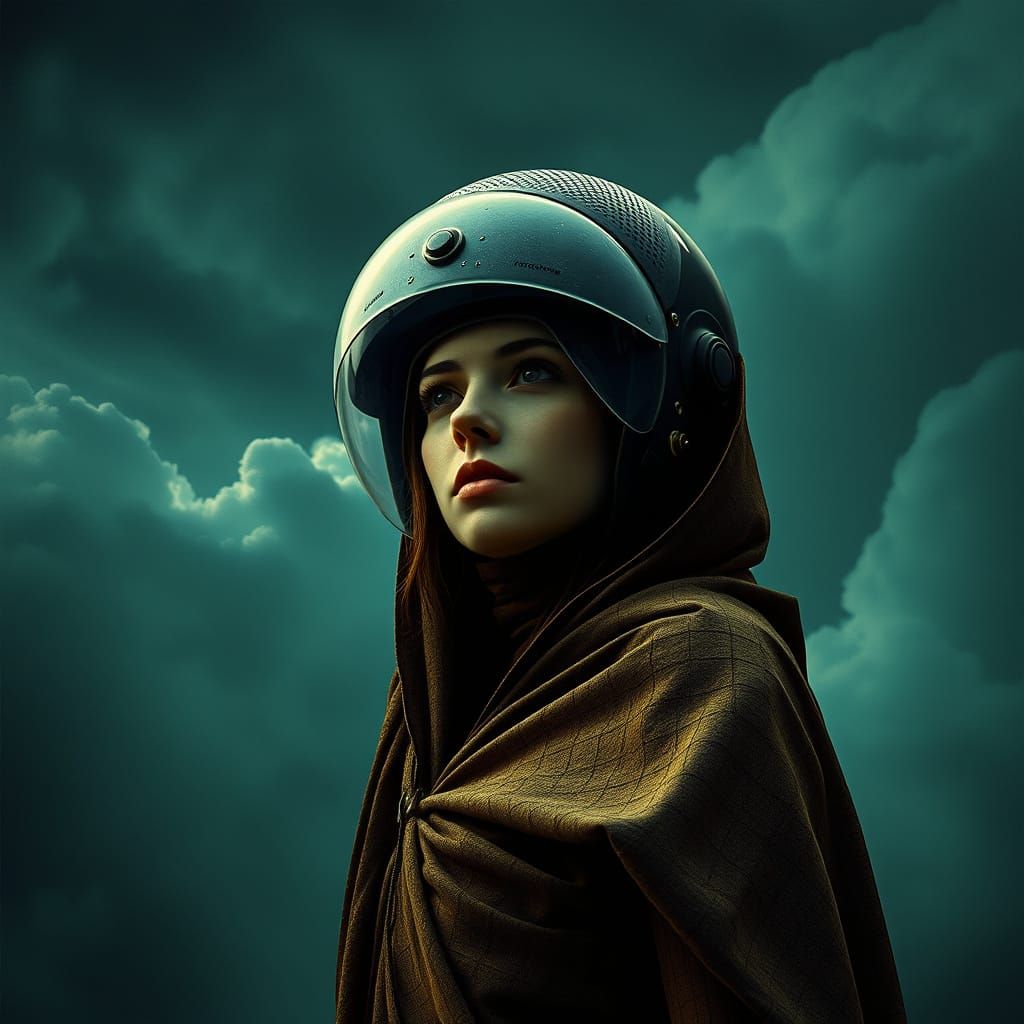 Woman on Cliff Edge in Surrealist Style