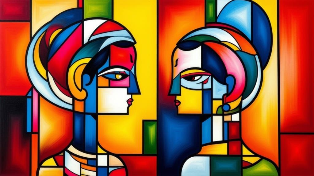 Vibrant Indian Culture in De Stijl Style