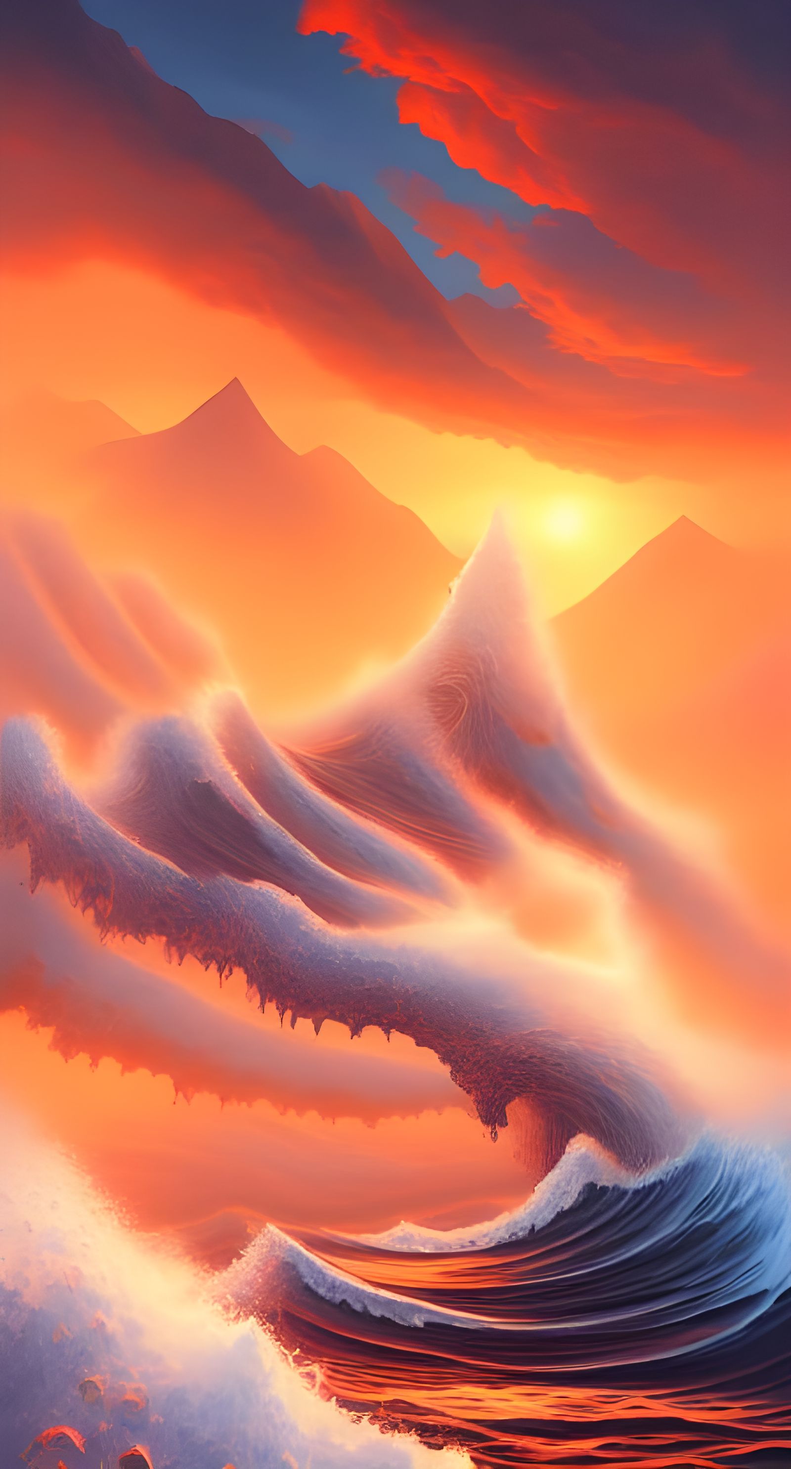 Hellish Seascape: Hyper-Realistic Digital Illustration