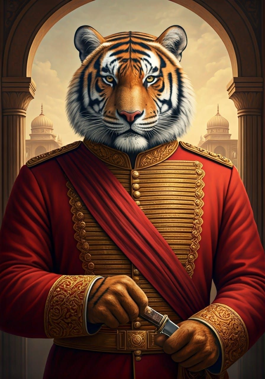 Regal Tiger Officer in Scarlet Guard Uniform