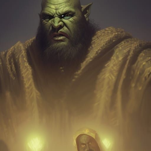 Orc Philosopher in Dark Fantasy Style