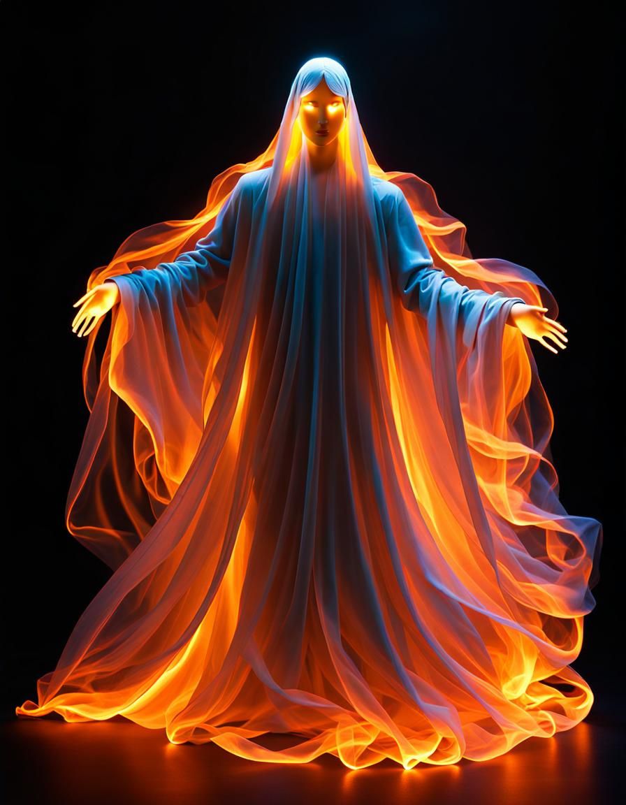 Translucent Fiery Ghost Illuminates the Darkness