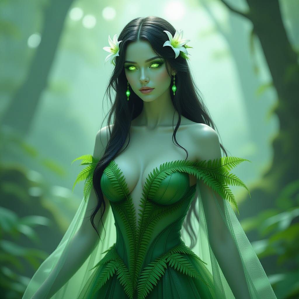 Gelatinous Humanoid Woman in Forest, Fantasy Art