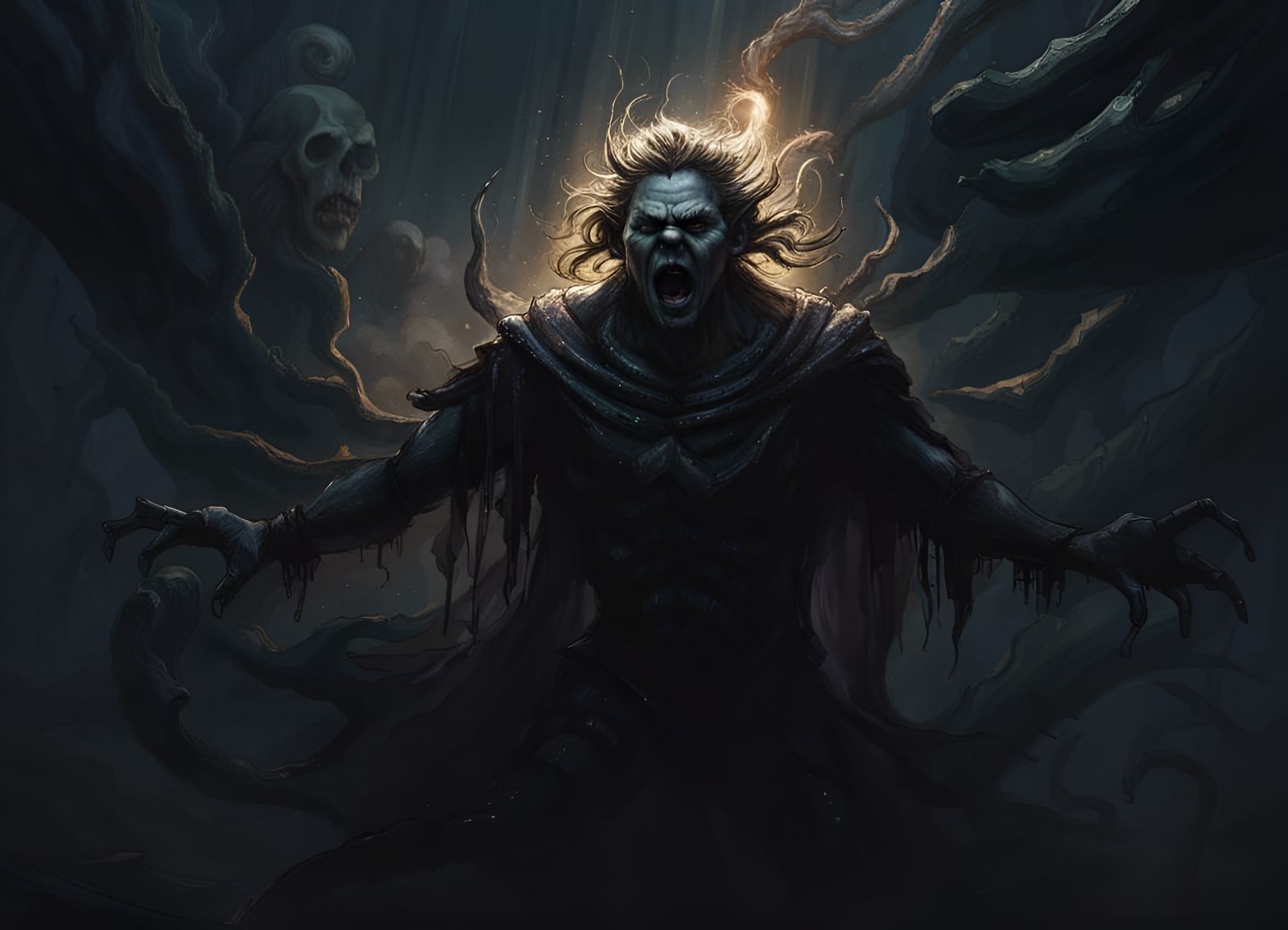 Screaming Witch Portrait in Dynamic Lighting