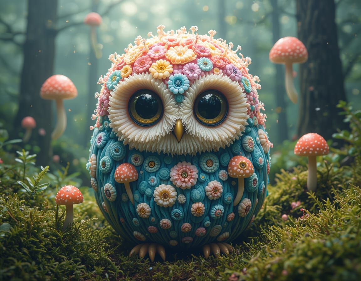 Ethereal Owl Spirit in Forest, Magical Realism