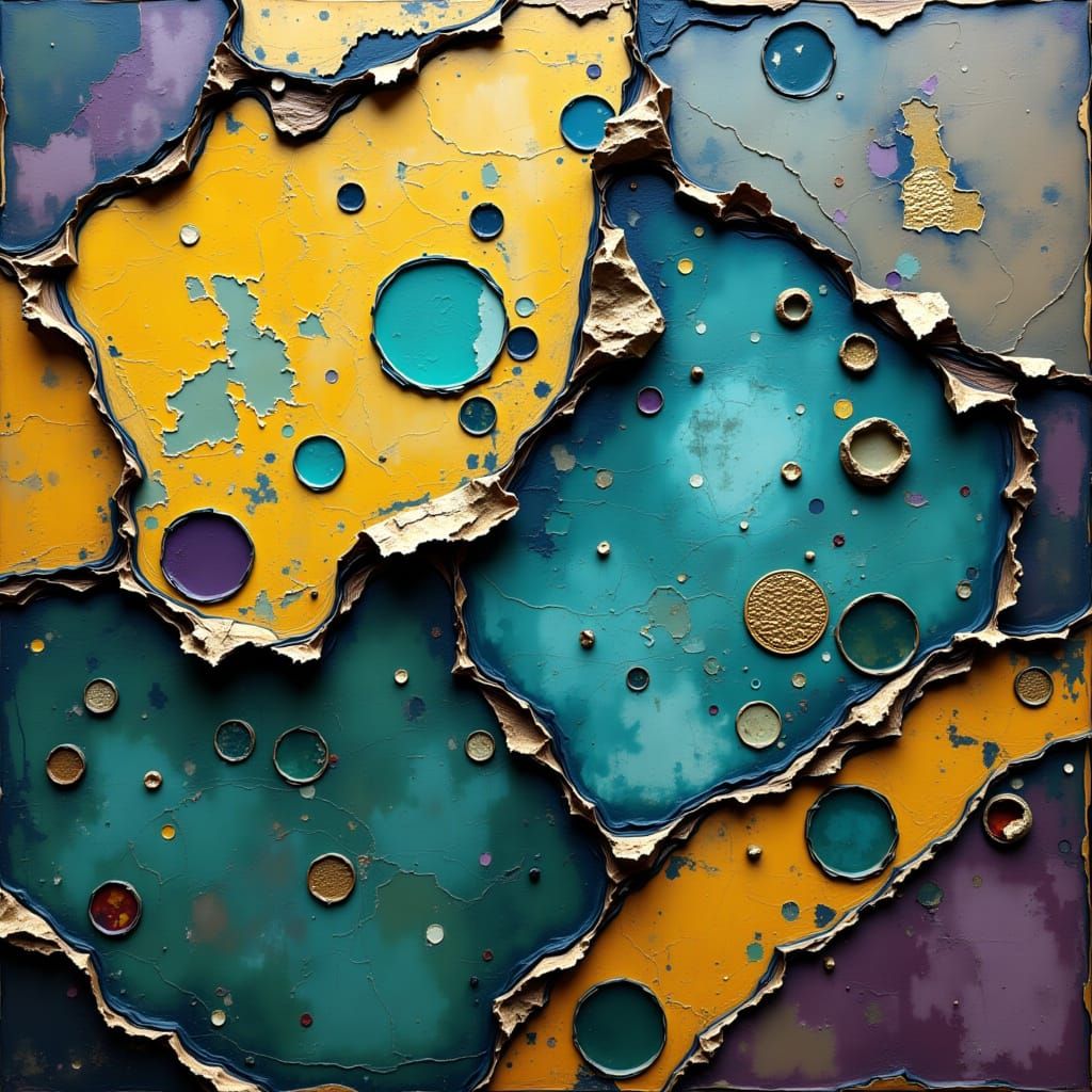 <lora:Contexture Abstract:1.0>  Turquoise blue brilliant yellow, purple marble heavy liquid stone in flowy alcohol inks ...