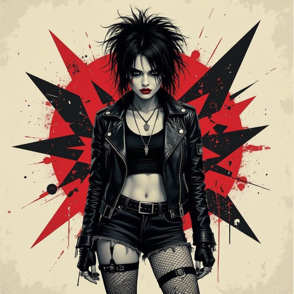 Edgy Punk Rock Girl Emerges from Geometric Chaos