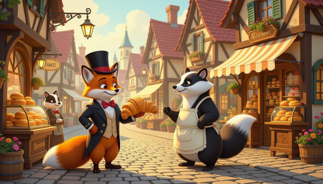 Victorian Animal Village Market Square Scene