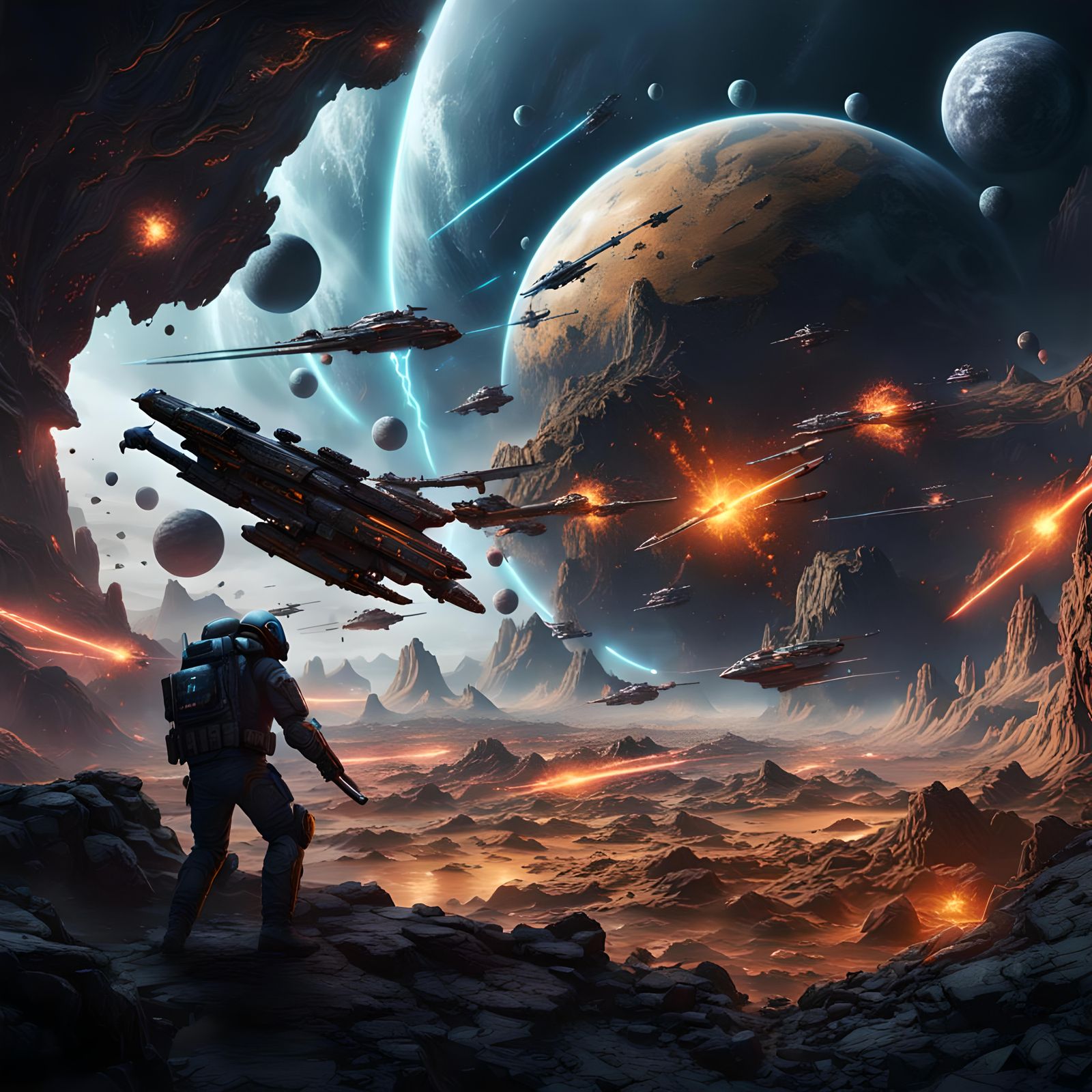 Epic Space War Concept Art in 8K