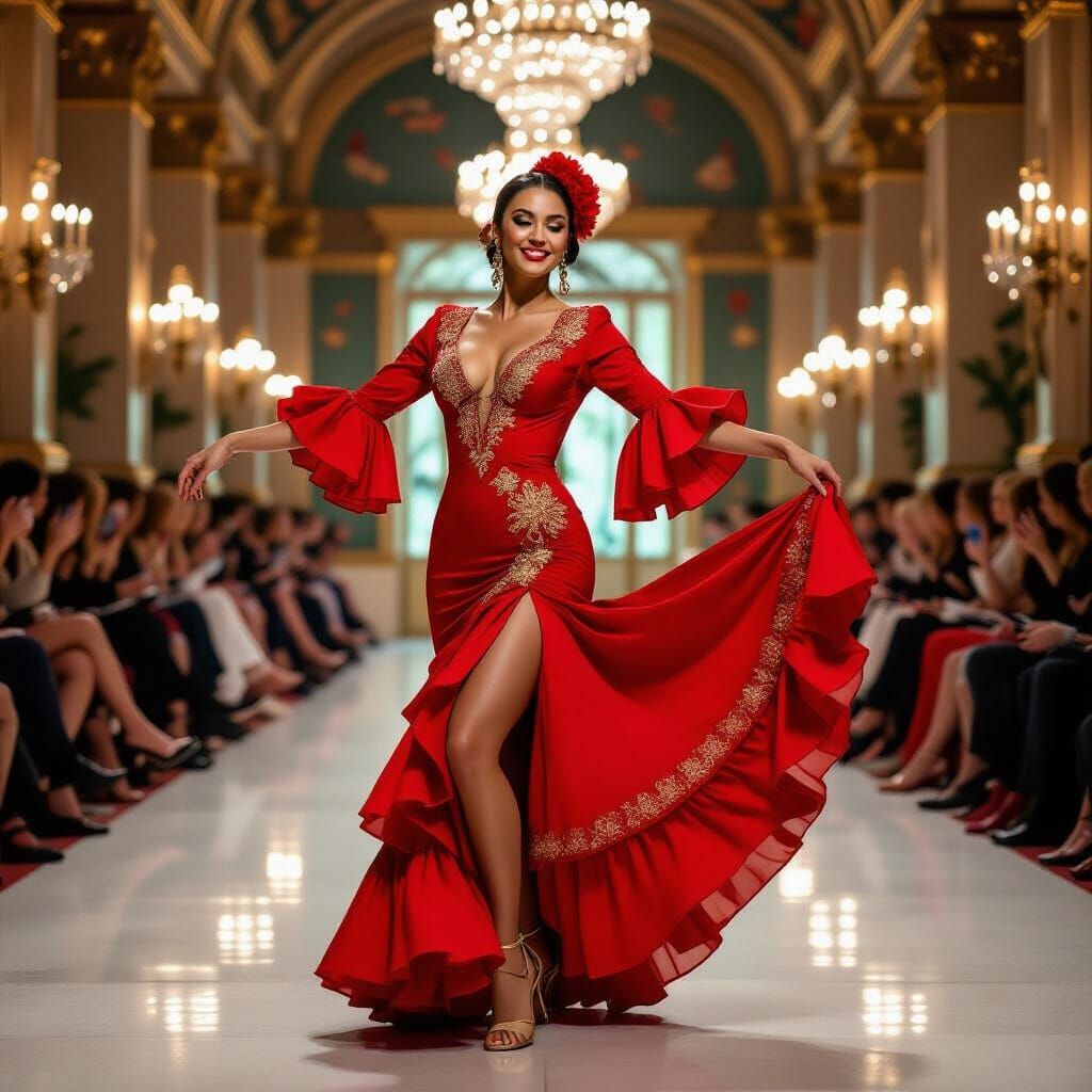 Passionate Flamenco Dancer in Red Dress