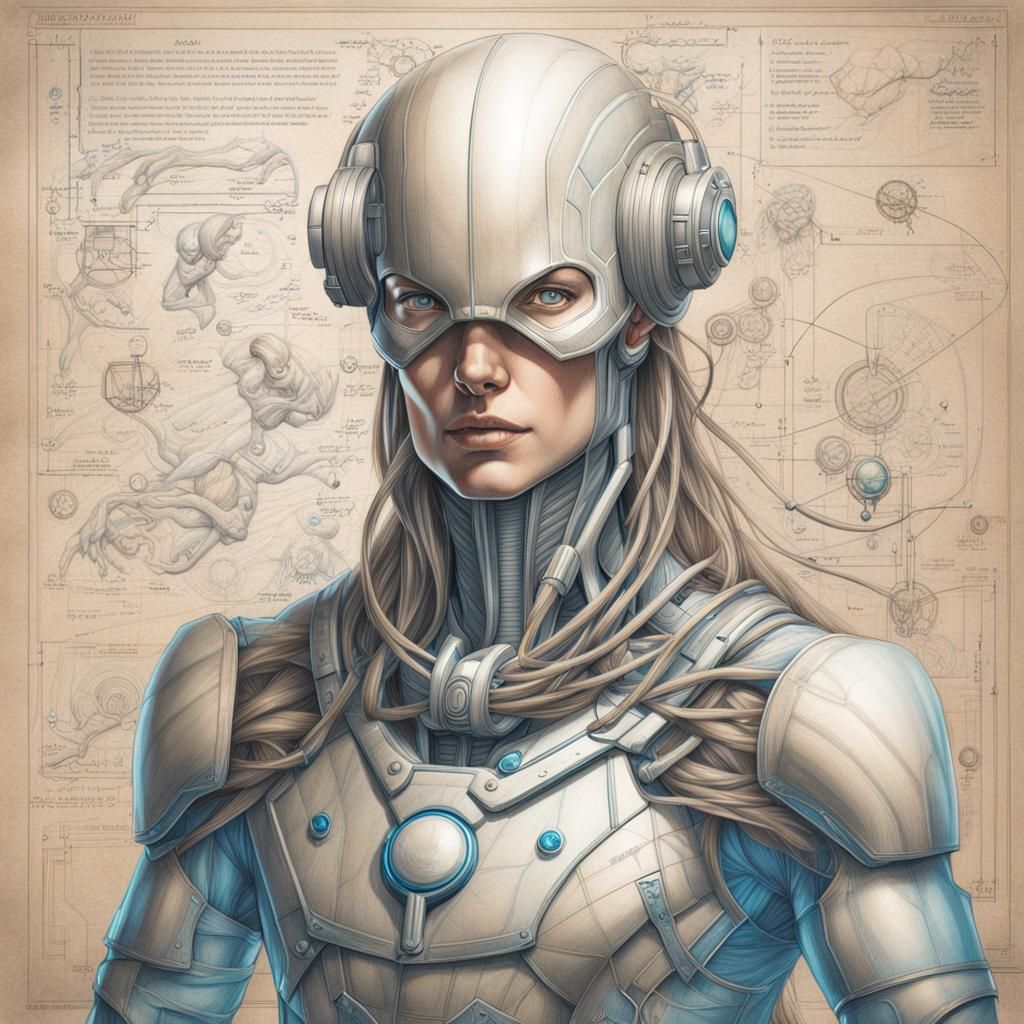 Quantum Entanglement Blueprint in Graphic Novel Style