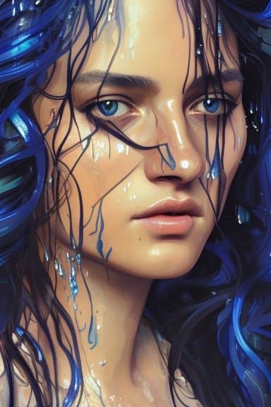 Watercolor Portrait of Woman with Dynamic Lighting