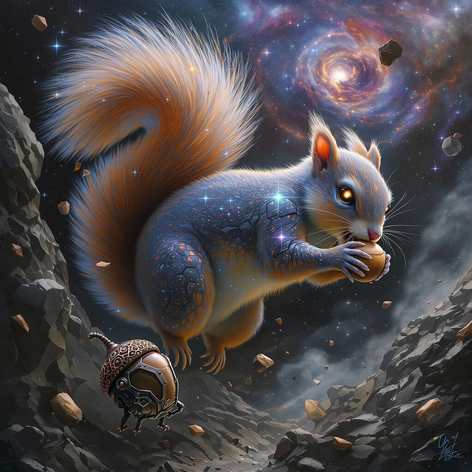 Gaseous Squirrel Drifting Through Cosmos in Biomechanical St...