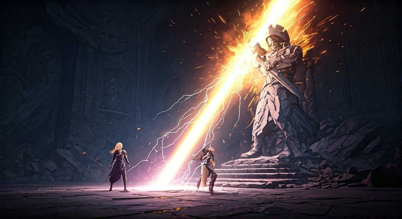Radiant Retribution: Female Cleric Unleashes Divine Fury