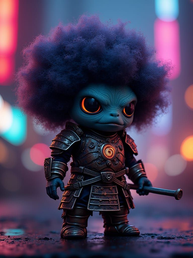 Furry Alien Samurai in Biopunk Style