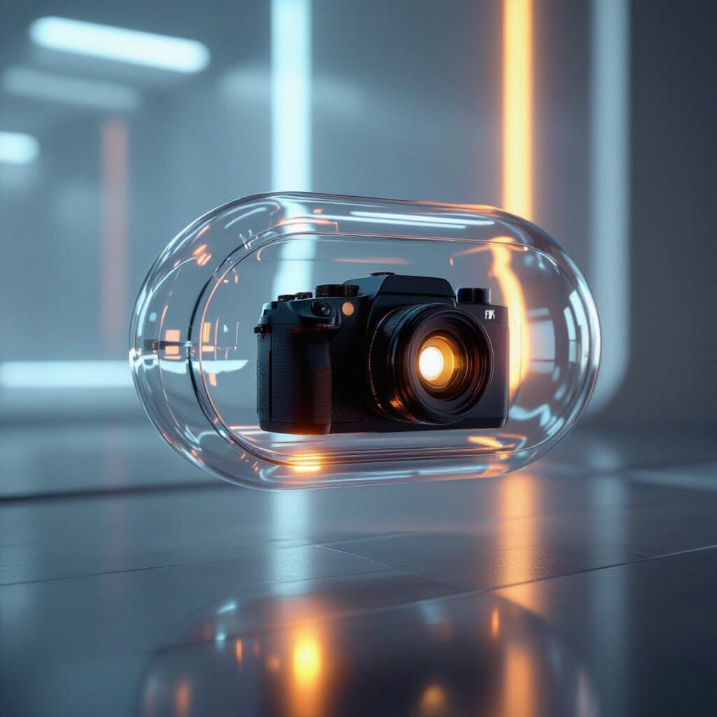 Futuristic Capsule with Camera and Light