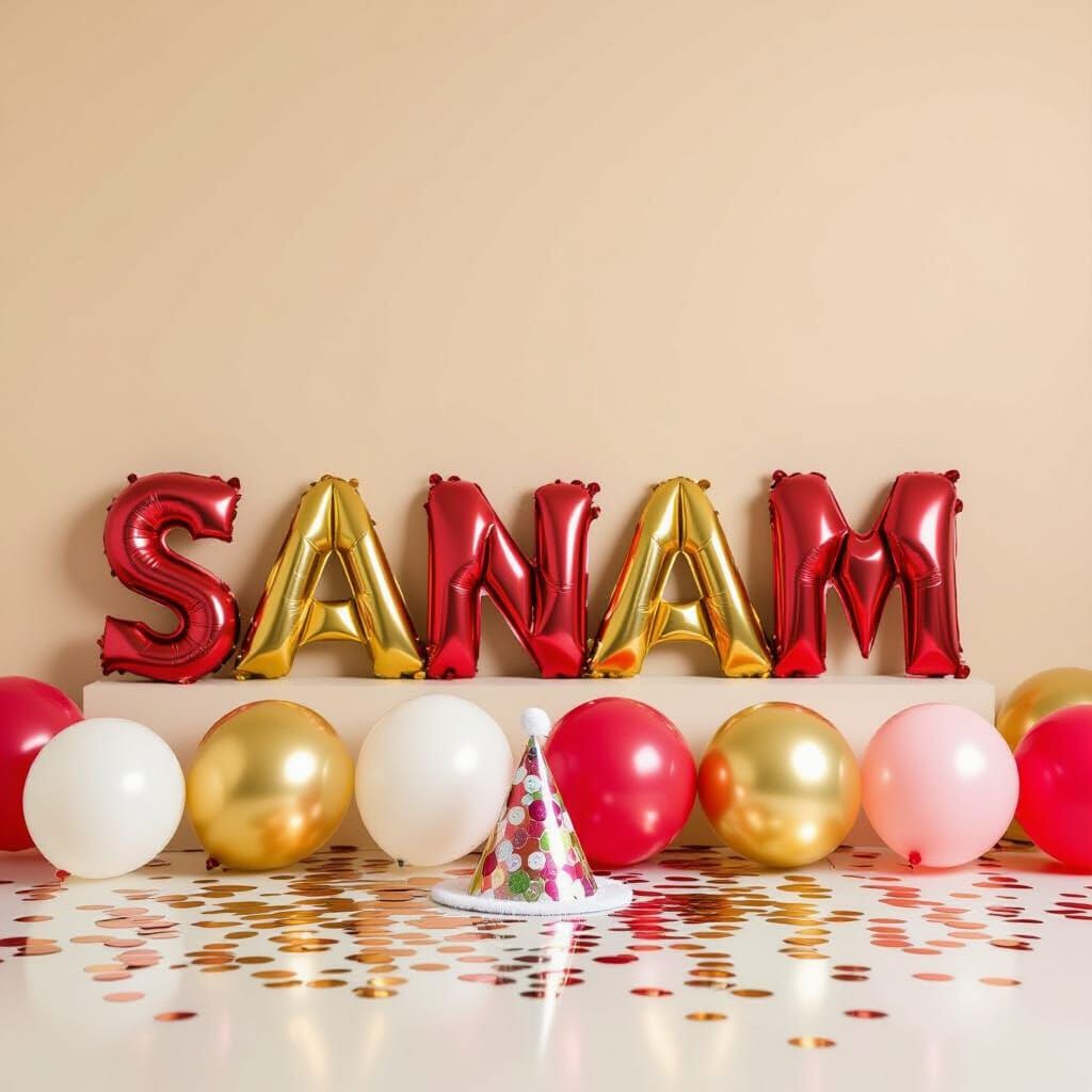 Birthday Balloons Spell 'Sanam' in Festive Celebration