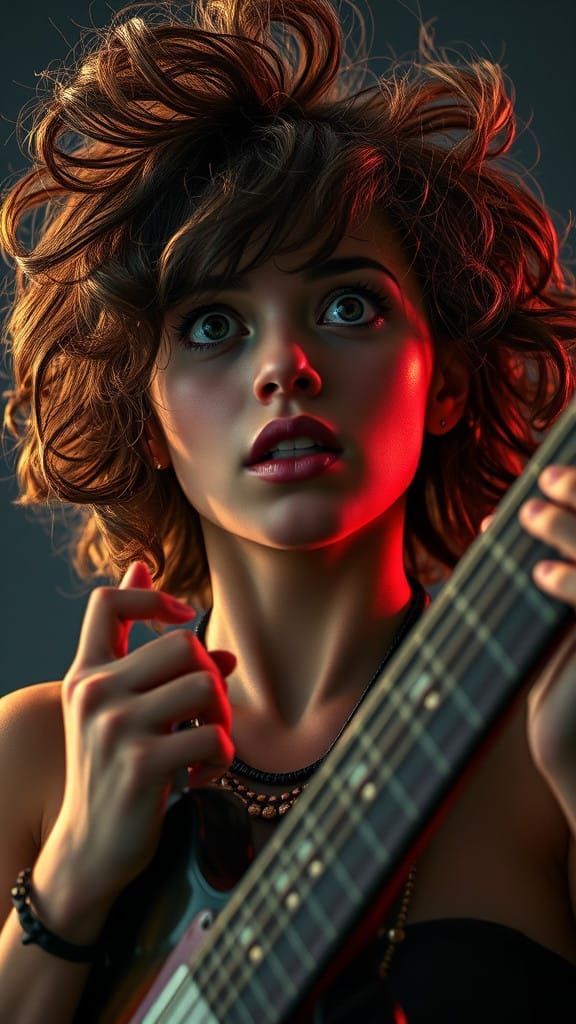 Guitar Goddess with Unbridled Wonder