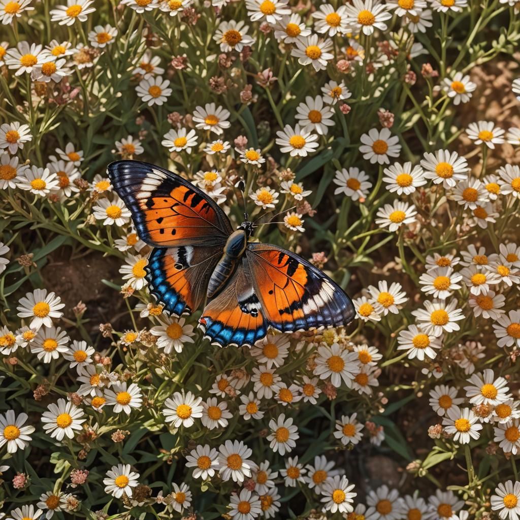 Butterfly Macro Shot with Symmetrical Landscape
