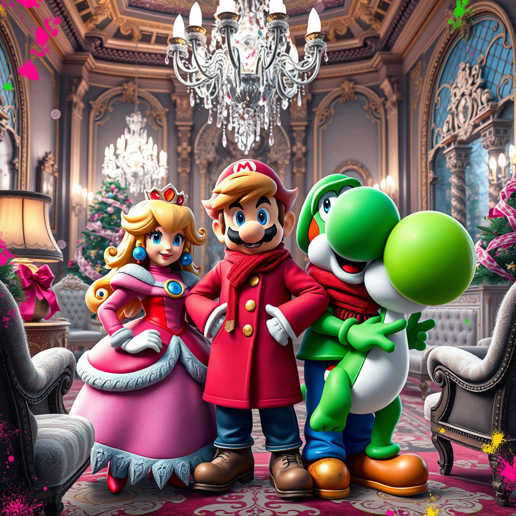 Festive Mario Characters Celebrate Christmas, in Street Art ...