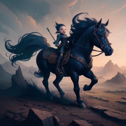 Little Girl on a Pony in Detailed Matte Painting