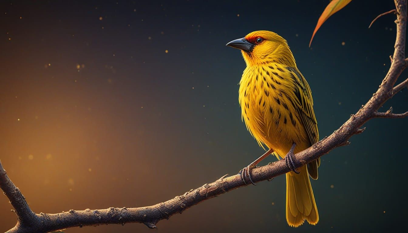 Hyperrealistic Yellow-Legged Weaver Bird in Dramatic Splash ...