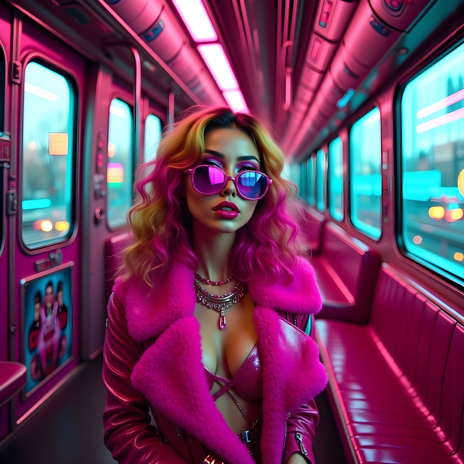 Brooklyn Girl on Train in Punk Style