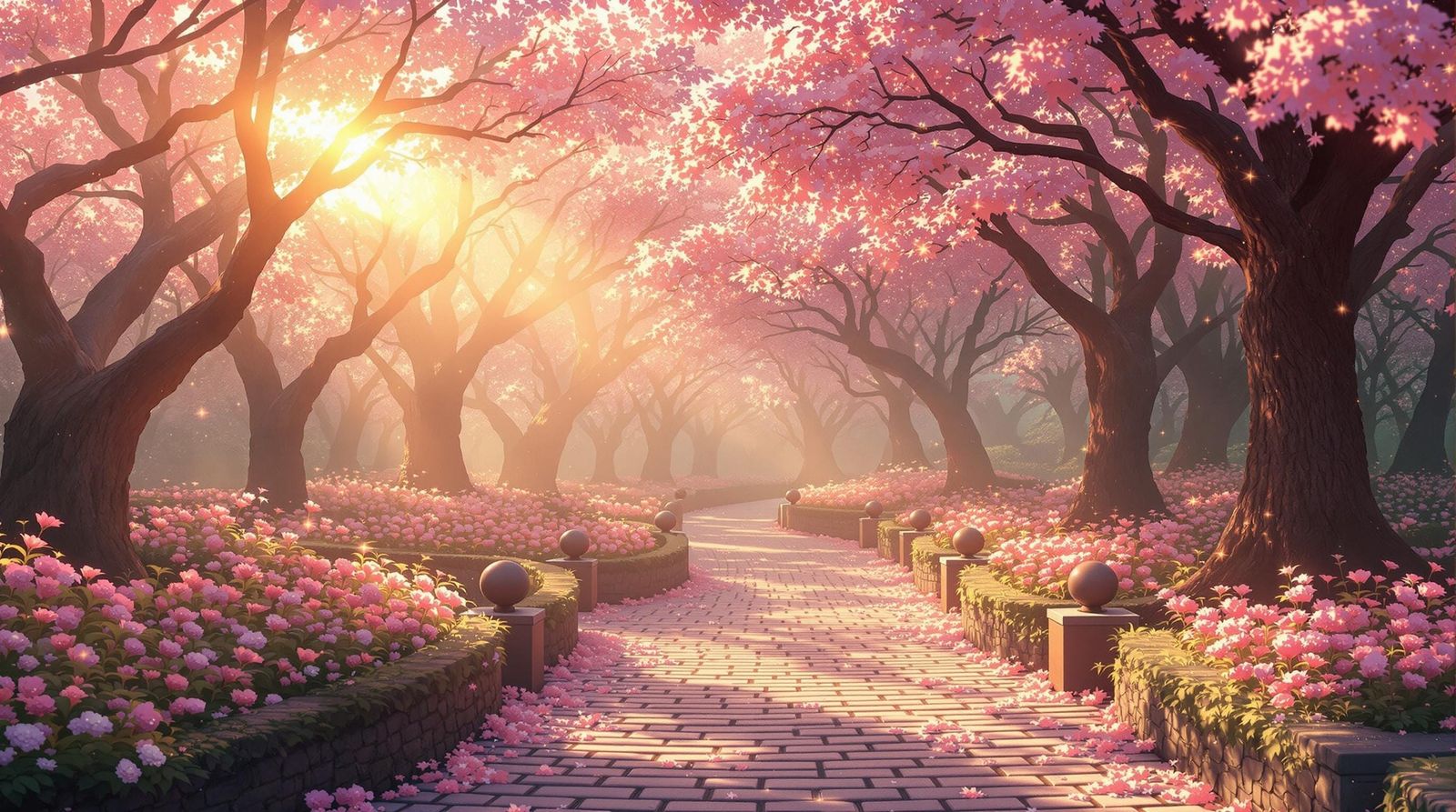 Cherry Blossom Path in Ghibli Anime Style