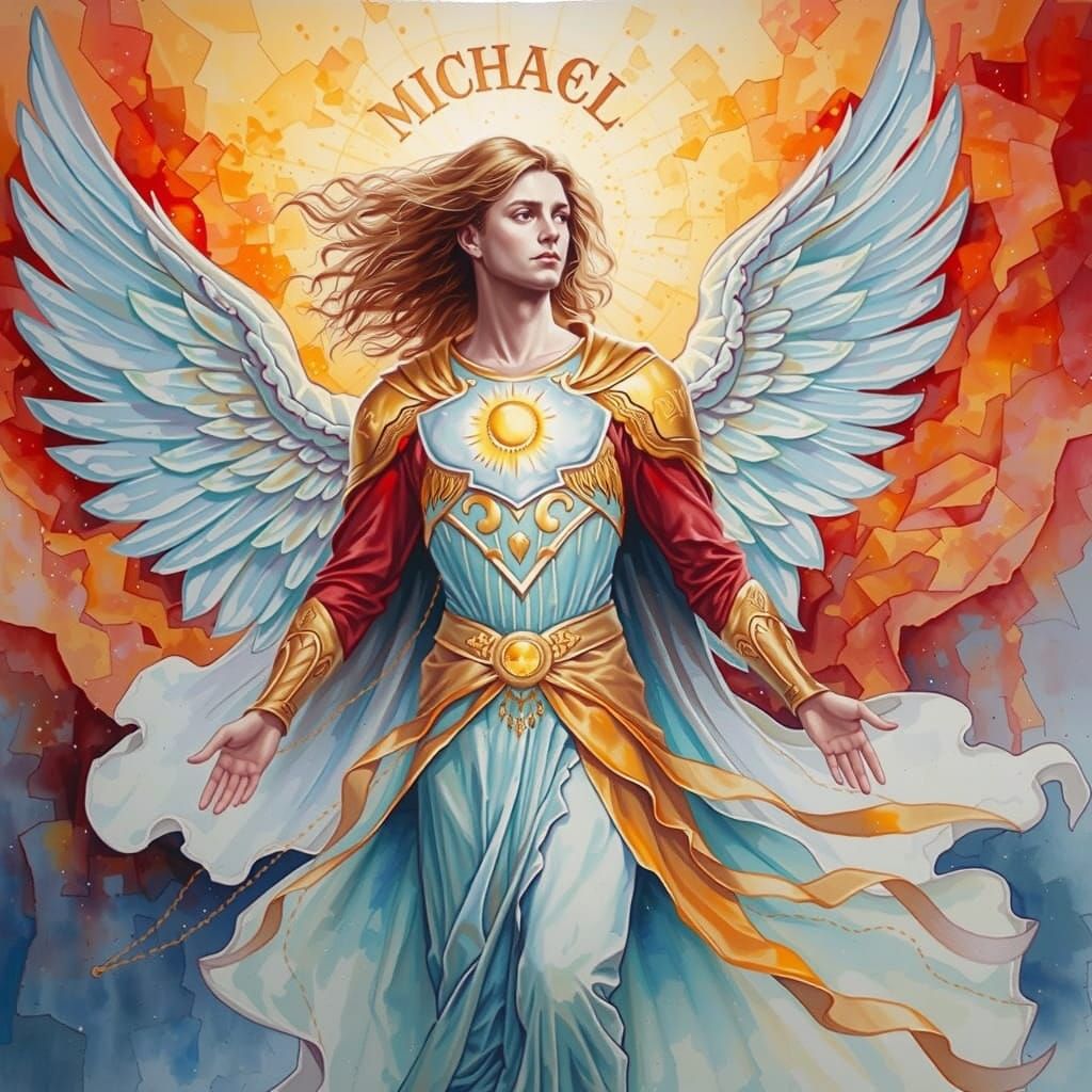 Archangel Michael in Radiant Watercolor