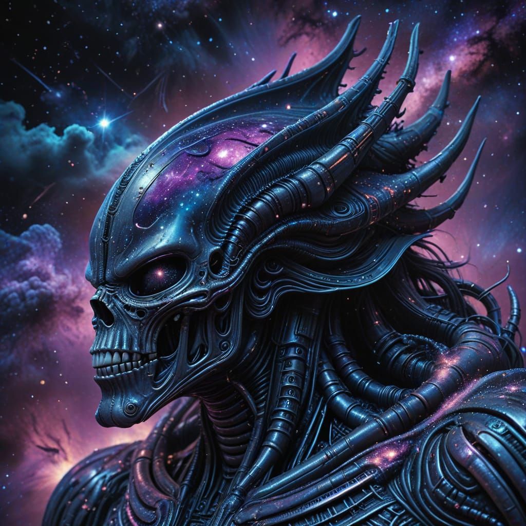 Cosmic Charcoal Drawing of Swirling Galaxies