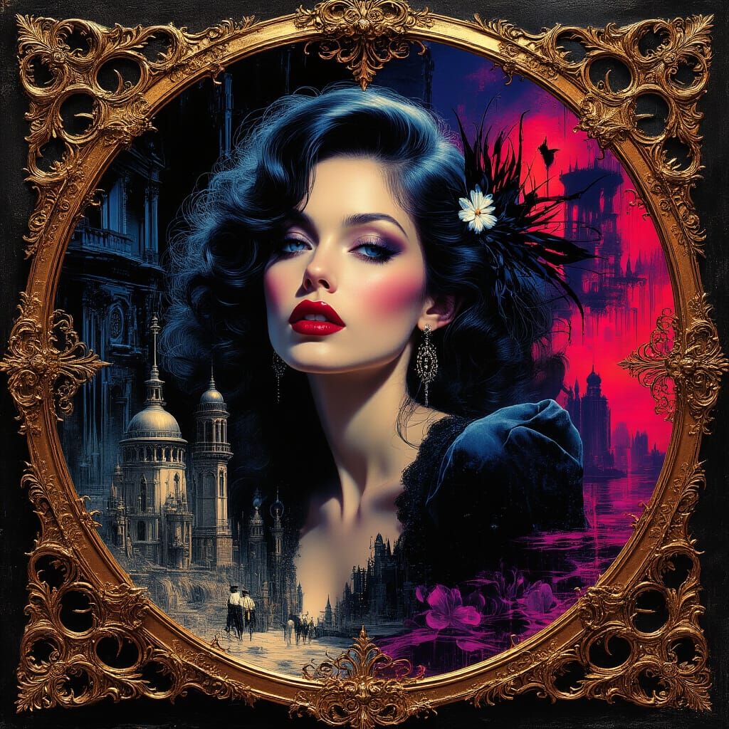 Costa Rican Woman Portrait in Surreal Noir Style