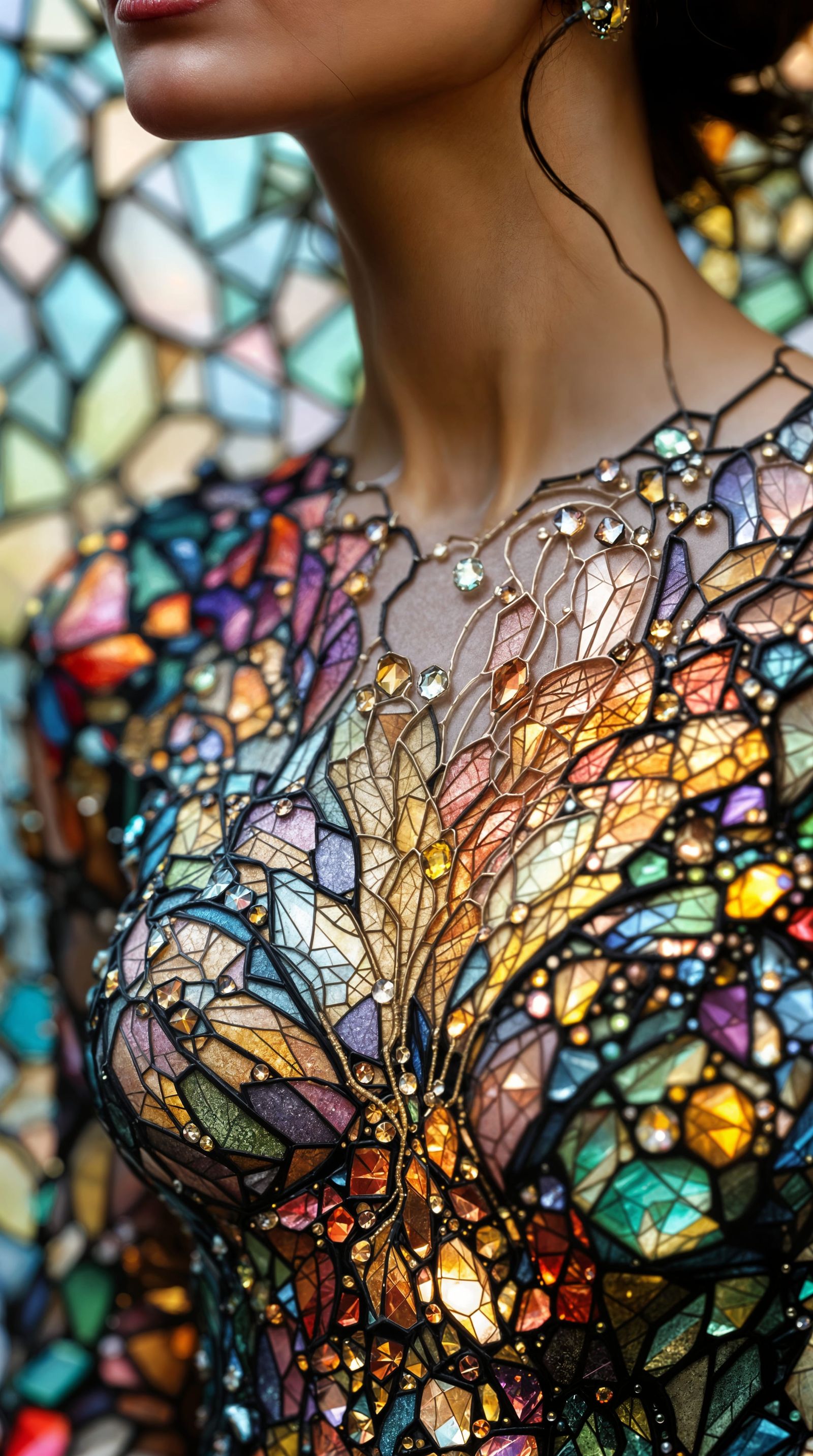 Empowering Stained Glass Tapestry of a Trans Woman