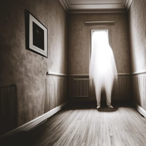 Eerie Ghostly Figure in Haunted House