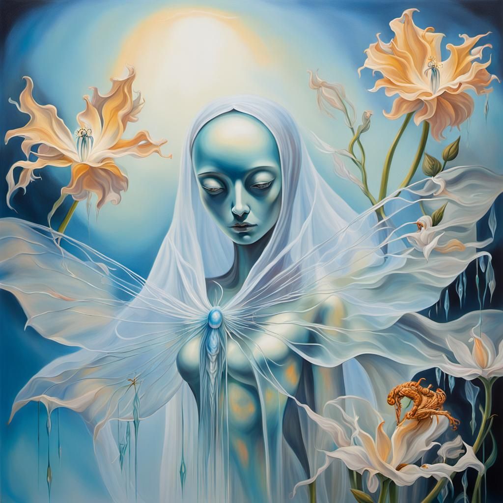 Surreal Mythological Creature with Mirrored Spirit