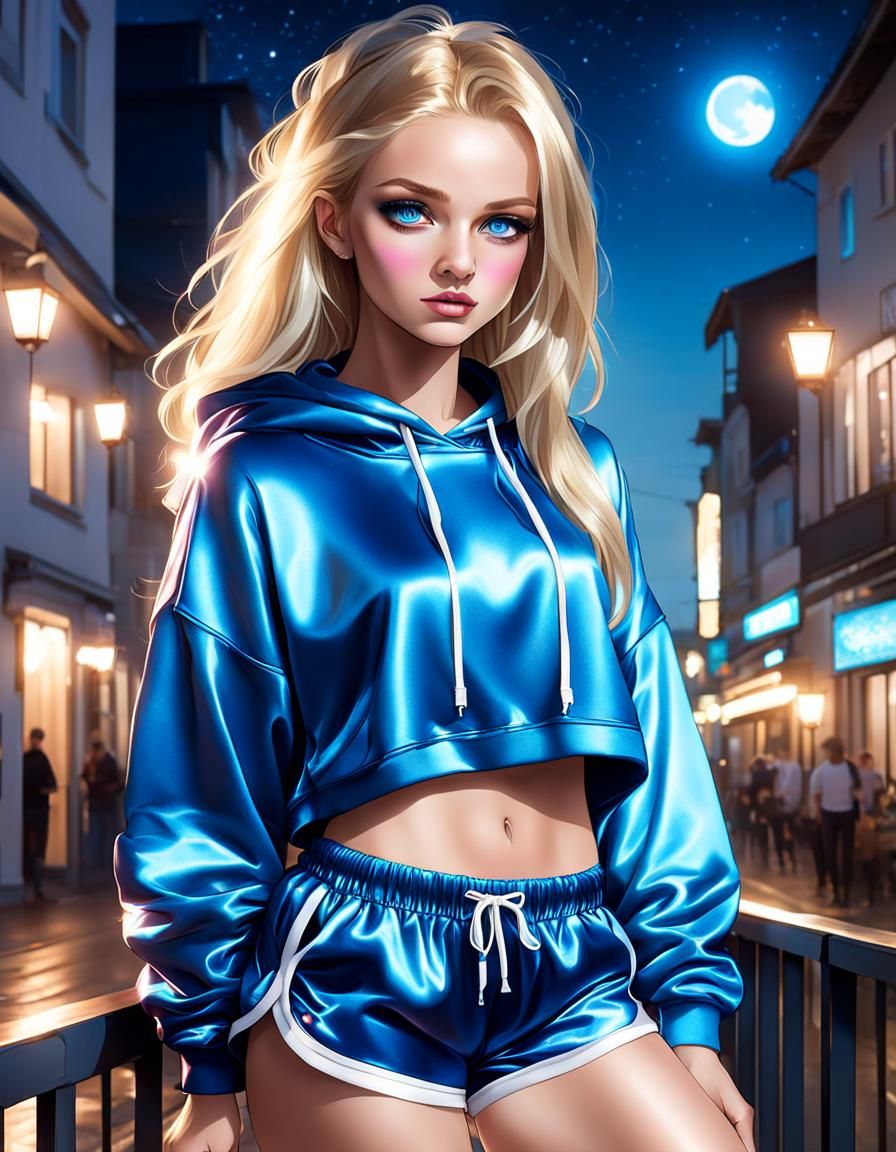 Blonde Girl with Blue Eyes in Digital Portrait