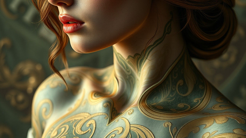 Detailed Portrait in Sepia and Olive Green Tones